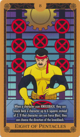 Eight of Pentacles X of Swords Marvel Heroclix Tarot Card