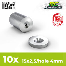 Imanes Neodimio 15x2,5mm con hueco - 10unidades (N52) Imanes Neodimio 15x2,5mm con hueco - 10unidades (N52)